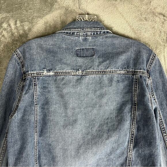 American Eagle Vintage Y2K Jean Jacket Large Distressed Denim Classic Grunge - Picture 5 of 15